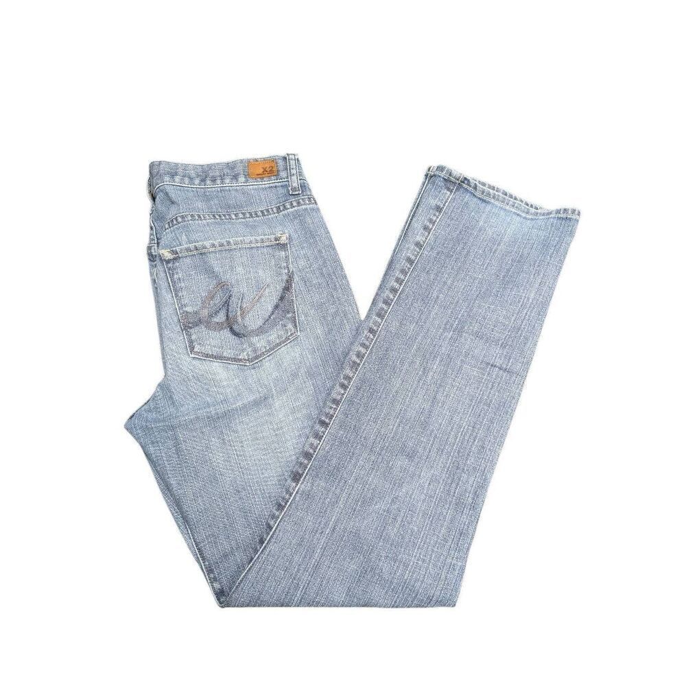 Y2K Brand X2 Washed Regular Curvy Straight Leg Blue Denim Jeans Women's Size 10